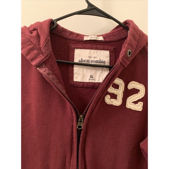 Abercrombie Boys Active Wear Full Zip Sweatshirt Hoodie Size XL Burgundy - Picture 2 of 10